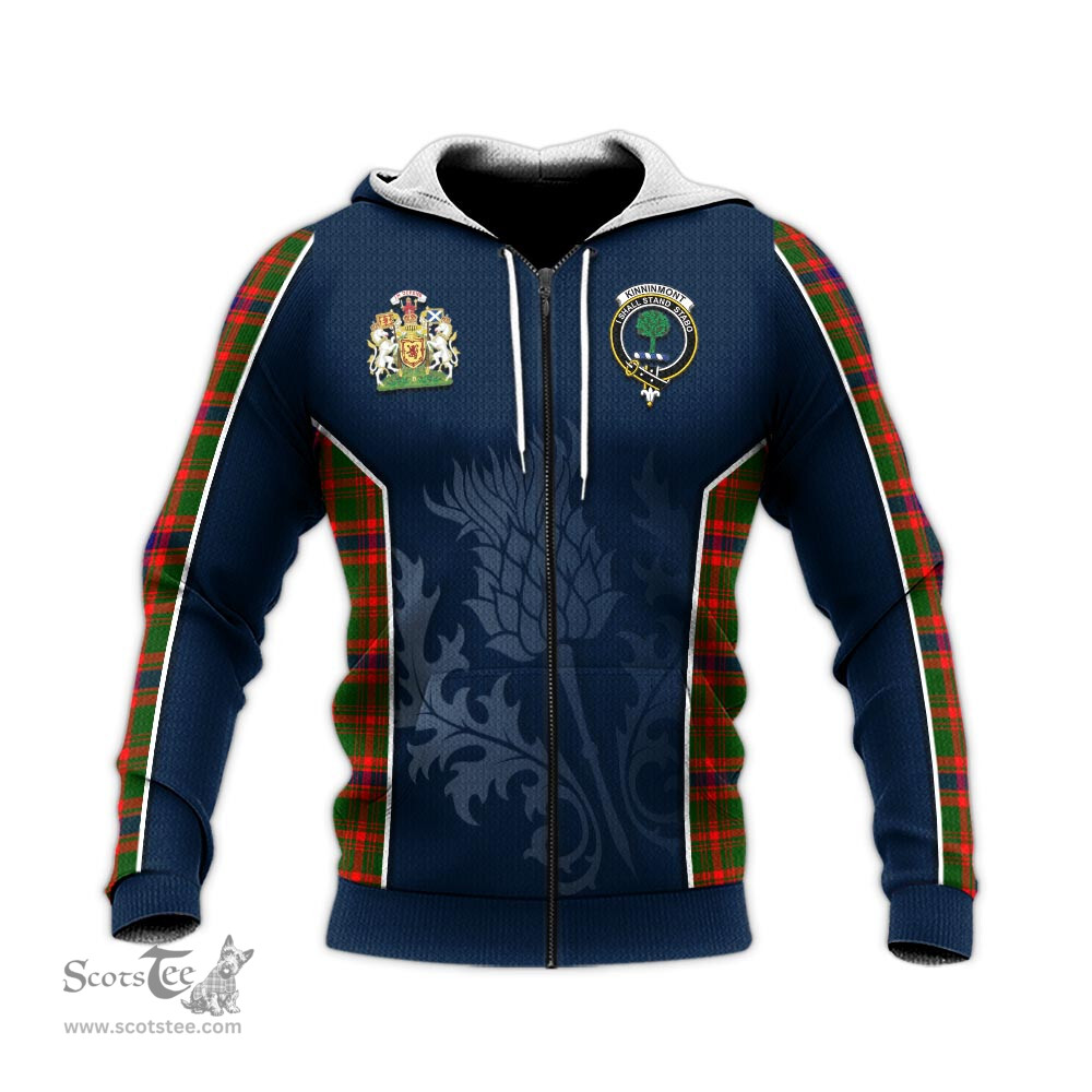 ScotsTee Shop Scottish Kinninmont Clan Scottish Crest and Scottish Thistle Sport Tartan Hoodie