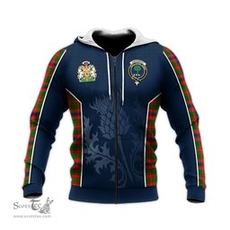 ScotsTee Shop Scottish Kinninmont Clan Scottish Crest and Scottish Thistle Sport Tartan Hoodie