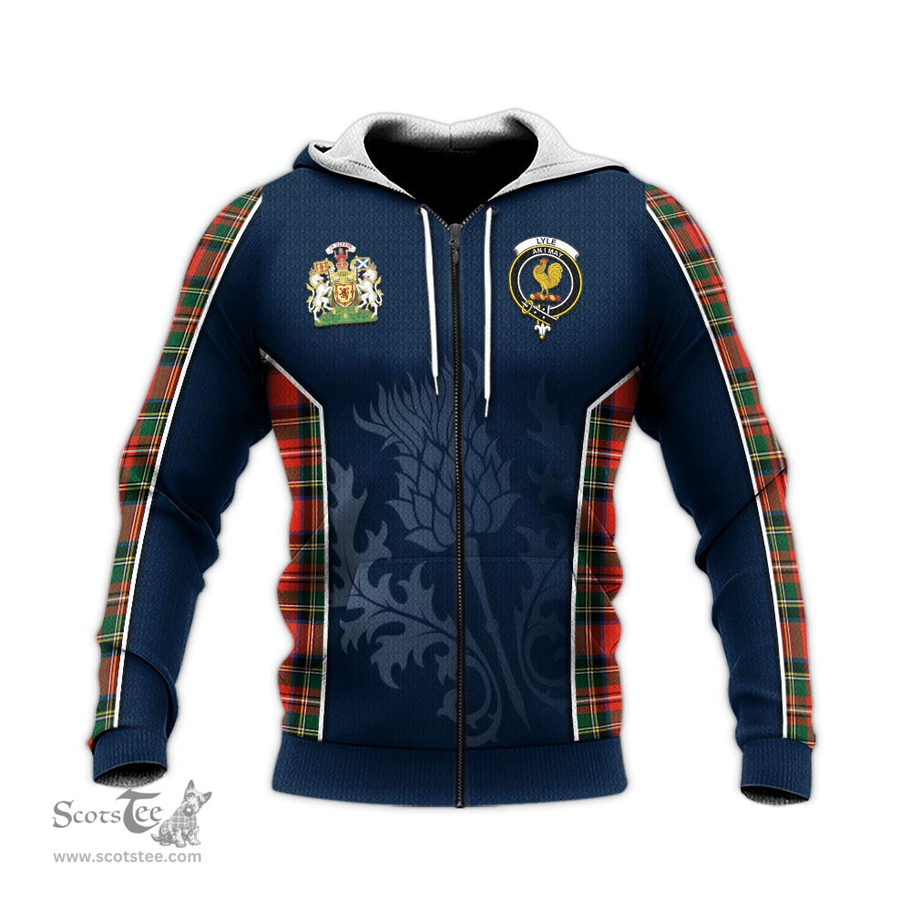 ScotsTee Shop Scottish Lyle Clan Scottish Crest and Scottish Thistle Sport Tartan Hoodie