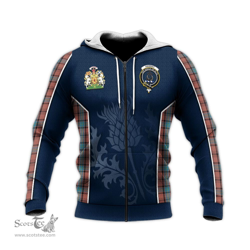 ScotsTee Shop Scottish Hannay Dress Clan Scottish Crest and Scottish Thistle Sport Tartan Hoodie