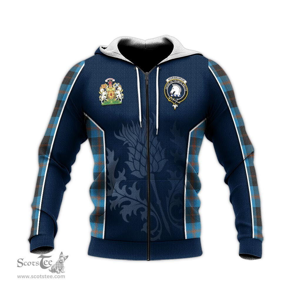 ScotsTee Shop Scottish Horsburgh Clan Scottish Crest and Scottish Thistle Sport Tartan Hoodie