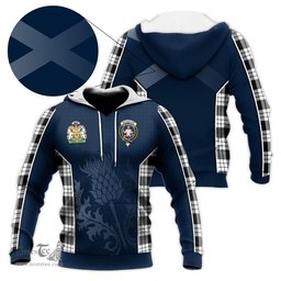 ScotsTee Shop Scottish MacFarlane Black White Clan Scottish Crest and Scottish Thistle Sport Tartan Hoodie