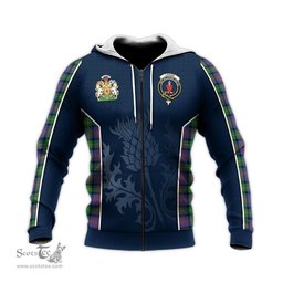 ScotsTee Shop Scottish Logan Ancient Clan Scottish Crest and Scottish Thistle Sport Tartan Hoodie