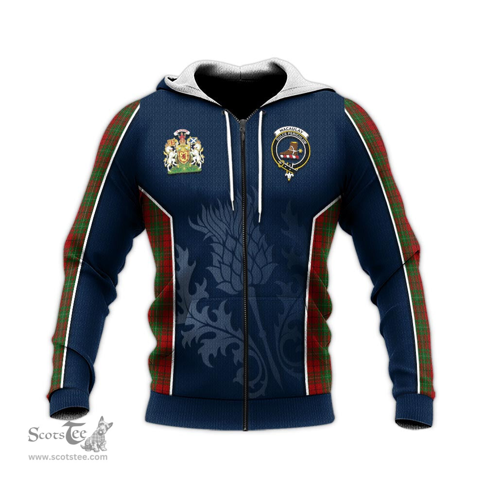 ScotsTee Shop Scottish MacAulay Clan Scottish Crest and Scottish Thistle Sport Tartan Hoodie