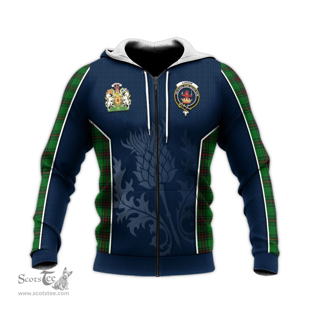 ScotsTee Shop Scottish Lundin Clan Scottish Crest and Scottish Thistle Sport Tartan Hoodie