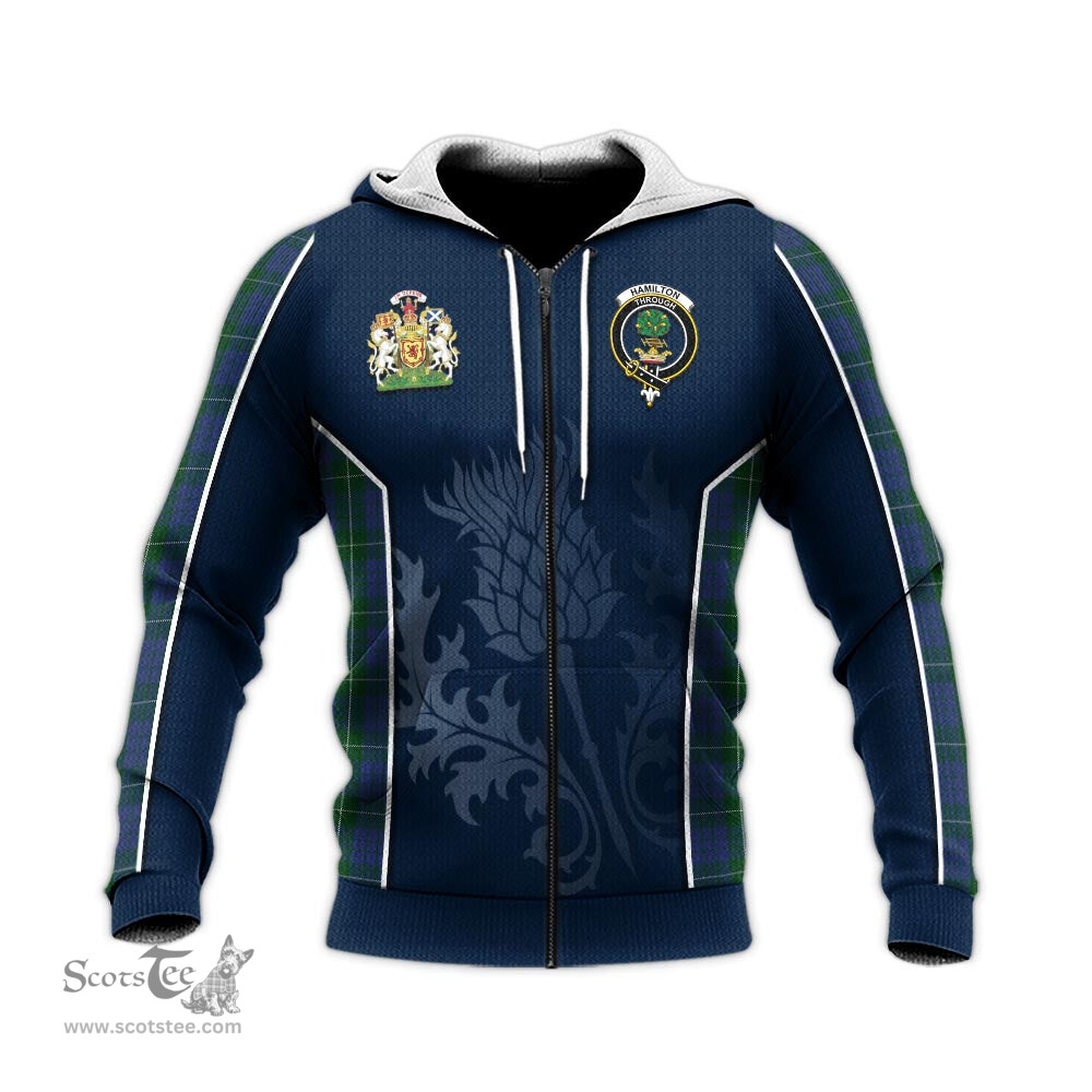ScotsTee Shop Scottish Hamilton Hunting Clan Scottish Crest and Scottish Thistle Sport Tartan Hoodie