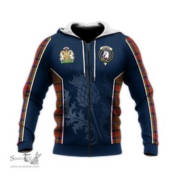 ScotsTee Shop Scottish Hepburn Clan Scottish Crest and Scottish Thistle Sport Tartan Hoodie