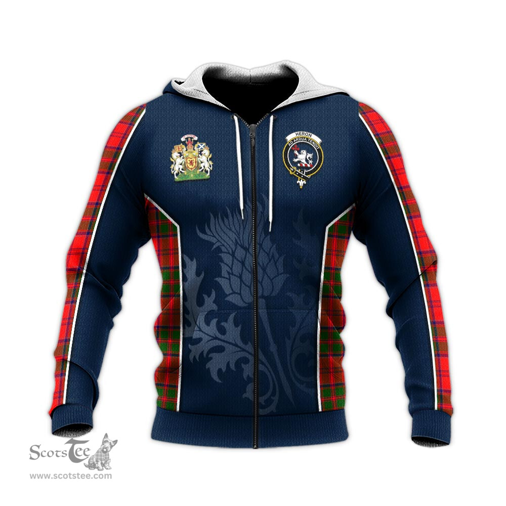 ScotsTee Shop Scottish Heron Clan Scottish Crest and Scottish Thistle Sport Tartan Hoodie