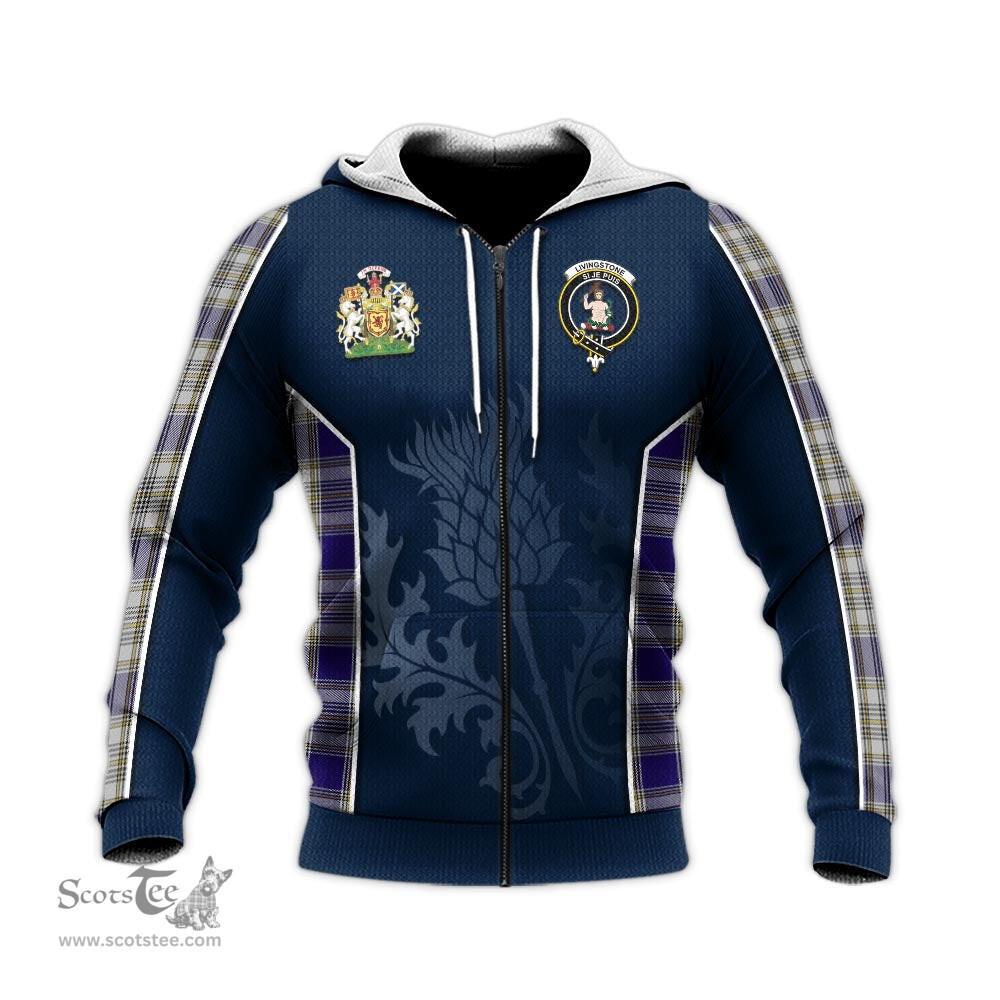 ScotsTee Shop Scottish Livingston Dress Clan Scottish Crest and Scottish Thistle Sport Tartan Hoodie