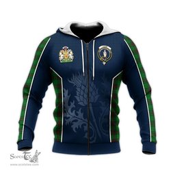 ScotsTee Shop Scottish Logie Clan Scottish Crest and Scottish Thistle Sport Tartan Hoodie
