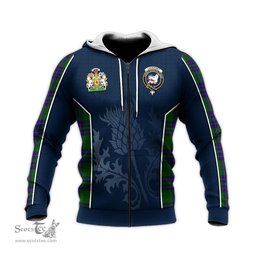 ScotsTee Shop Scottish Lockhart Modern Clan Scottish Crest and Scottish Thistle Sport Tartan Hoodie
