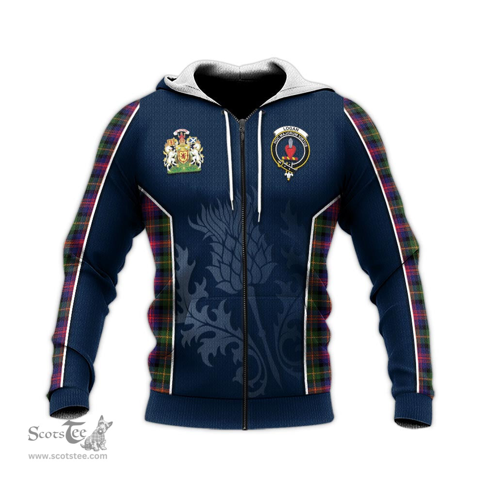 ScotsTee Shop Scottish Logan Modern Clan Scottish Crest and Scottish Thistle Sport Tartan Hoodie