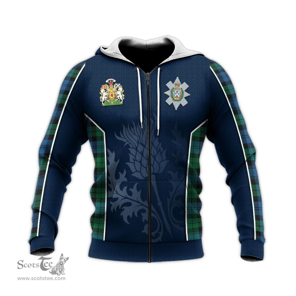 ScotsTee Shop Scottish Black Watch Ancient Clan Scottish Crest and Scottish Thistle Sport Tartan Hoodie