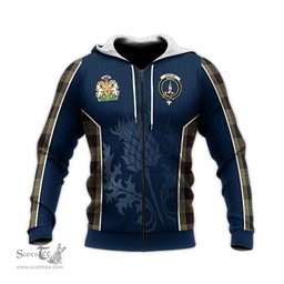 ScotsTee Shop Scottish Dunlop Hunting Clan Scottish Crest and Scottish Thistle Sport Tartan Hoodie