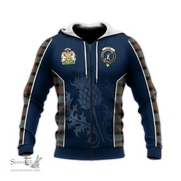 ScotsTee Shop Scottish Gunn Weathered Clan Scottish Crest and Scottish Thistle Sport Tartan Hoodie