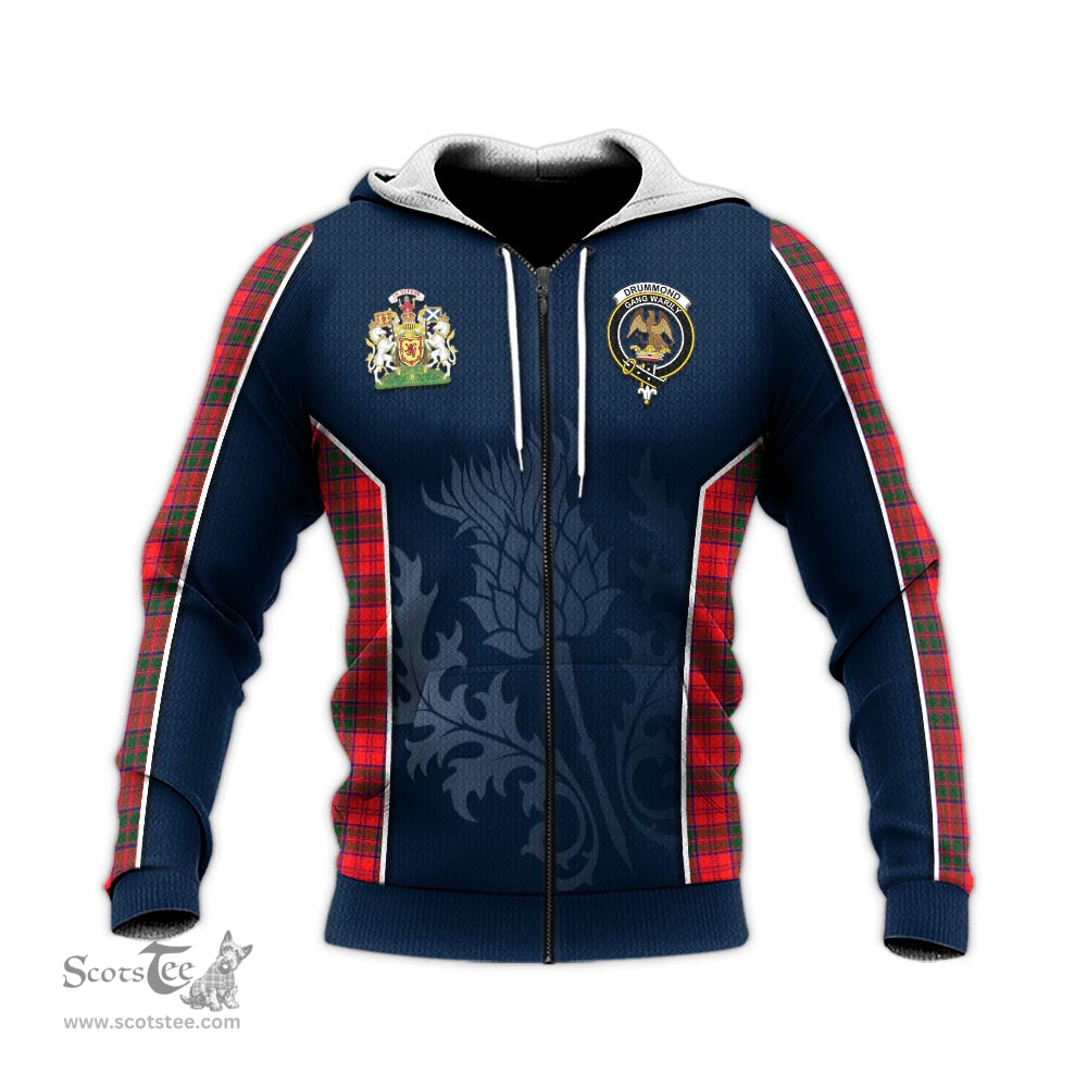 ScotsTee Shop Scottish Drummond Modern Clan Scottish Crest and Scottish Thistle Sport Tartan Hoodie