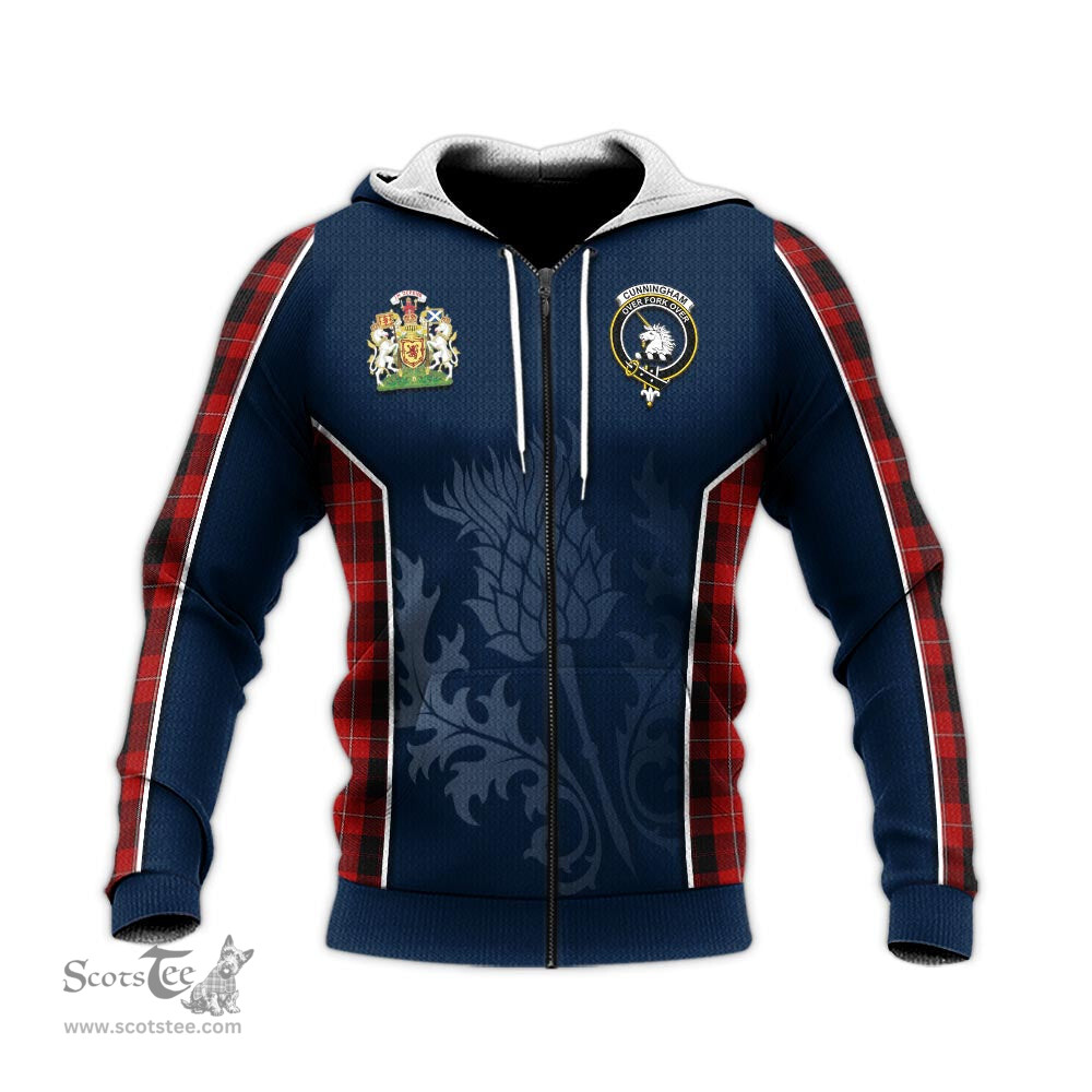 ScotsTee Shop Scottish Cunningham Clan Scottish Crest and Scottish Thistle Sport Tartan Hoodie