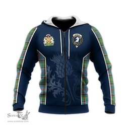 ScotsTee Shop Scottish Colville Clan Scottish Crest and Scottish Thistle Sport Tartan Hoodie