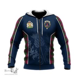 ScotsTee Shop Scottish Crawford Clan Scottish Crest and Scottish Thistle Sport Tartan Hoodie