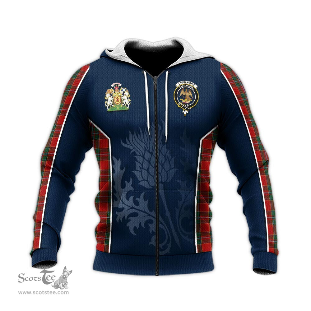 ScotsTee Shop Scottish Drummond Ancient Clan Scottish Crest and Scottish Thistle Sport Tartan Hoodie
