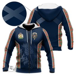 ScotsTee Shop Scottish MacKinnon Ancient Clan Scottish Crest and Scottish Thistle Sport Tartan Hoodie