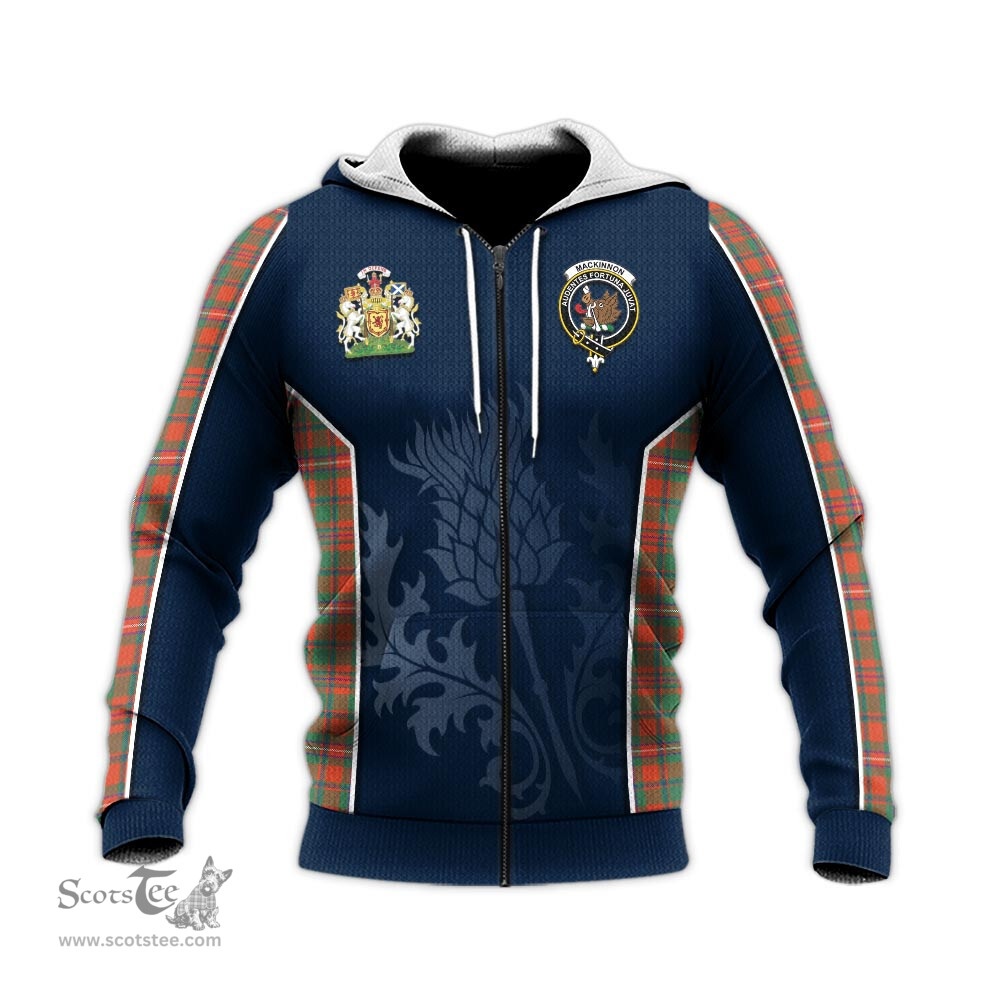 ScotsTee Shop Scottish MacKinnon Ancient Clan Scottish Crest and Scottish Thistle Sport Tartan Hoodie