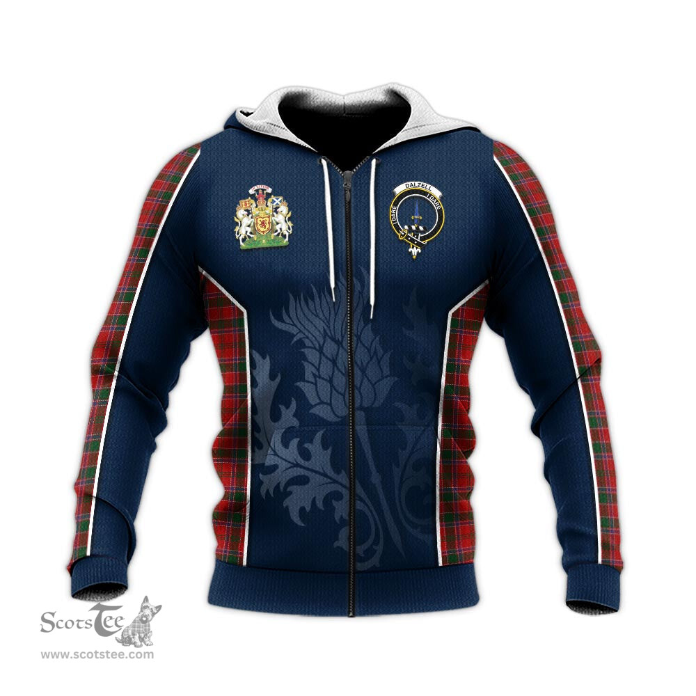 ScotsTee Shop Scottish Dalzell (Dalziel) Clan Scottish Crest and Scottish Thistle Sport Tartan Hoodie