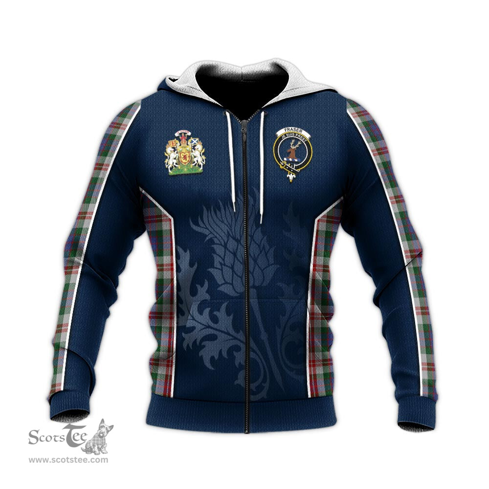 ScotsTee Shop Scottish Fraser Red Dress Clan Scottish Crest and Scottish Thistle Sport Tartan Hoodie