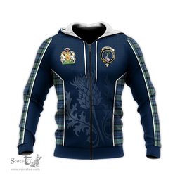 ScotsTee Shop Scottish MacKinlay Ancient Clan Scottish Crest and Scottish Thistle Sport Tartan Hoodie