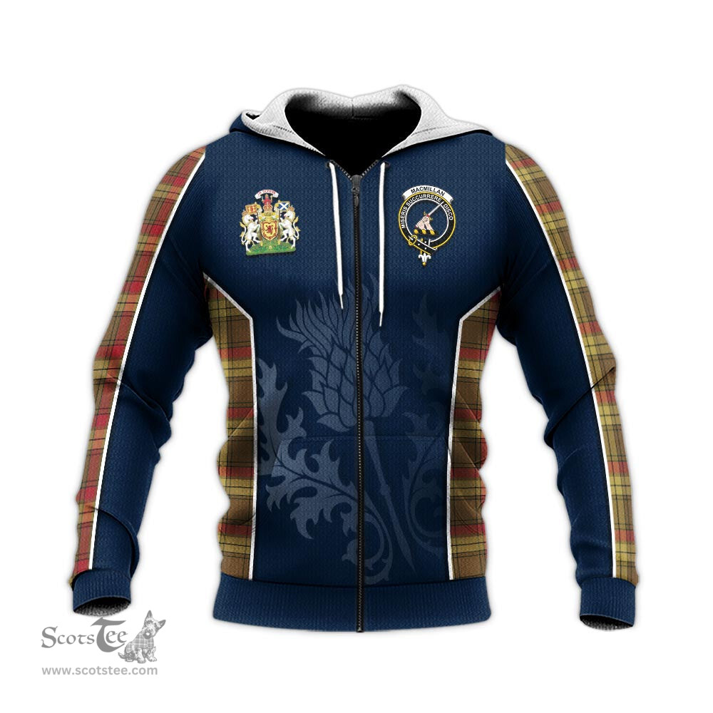 ScotsTee Shop Scottish MacMillan Old Weathered Clan Scottish Crest and Scottish Thistle Sport Tartan Hoodie
