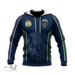 ScotsTee Shop Scottish MacIntyre Inglis Clan Scottish Crest and Scottish Thistle Sport Tartan Hoodie