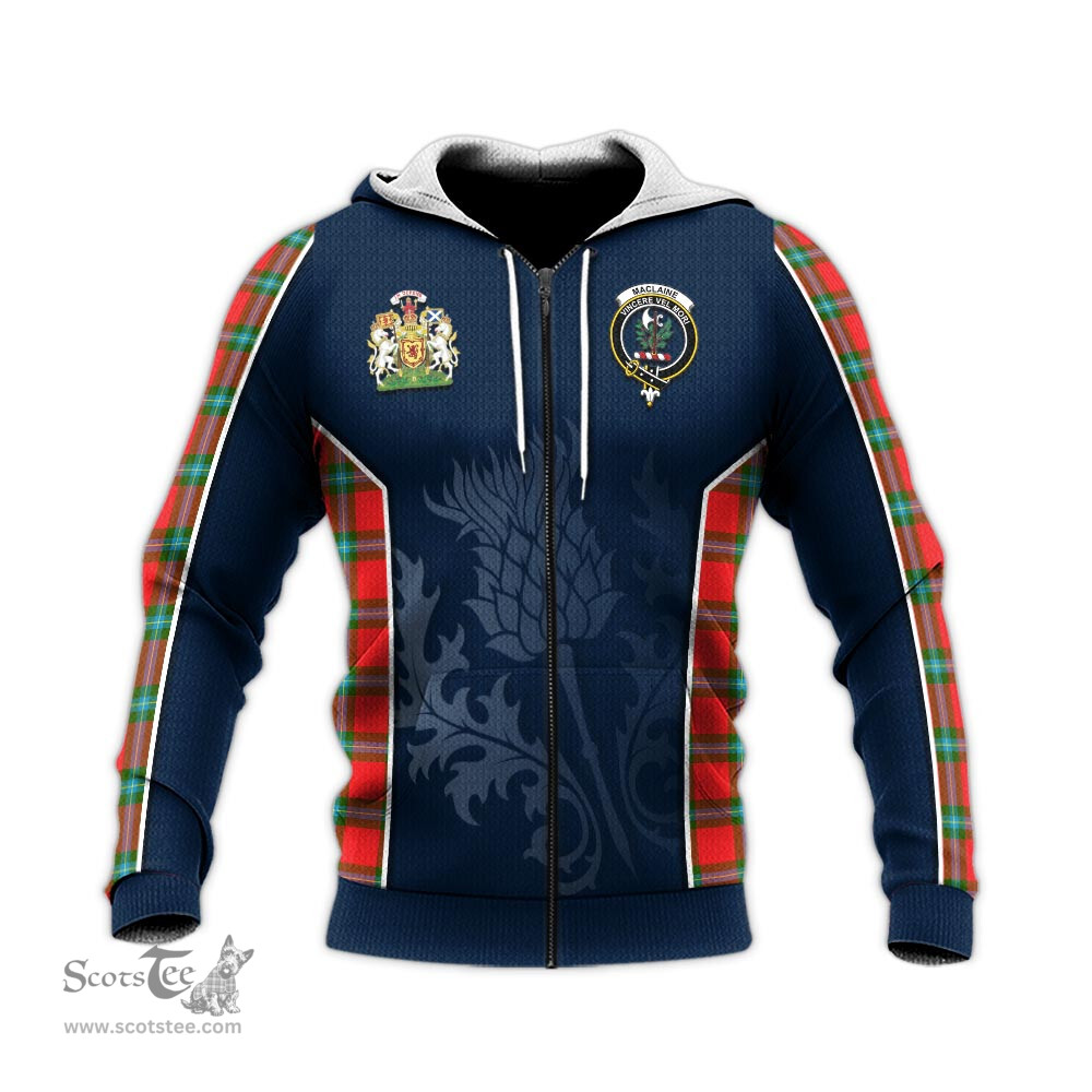 ScotsTee Shop Scottish MacLaine of Loch Buie Clan Scottish Crest and Scottish Thistle Sport Tartan Hoodie
