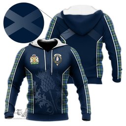 ScotsTee Shop Scottish Lamont Ancient Clan Scottish Crest and Scottish Thistle Sport Tartan Hoodie