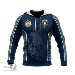 ScotsTee Shop Scottish Lamont Ancient Clan Scottish Crest and Scottish Thistle Sport Tartan Hoodie
