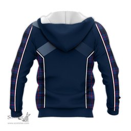 ScotsTee Shop Scottish MacKay Blue Modern Clan Scottish Crest and Scottish Thistle Sport Tartan Hoodie