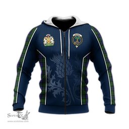 ScotsTee Shop Scottish MacEwan Clan Scottish Crest and Scottish Thistle Sport Tartan Hoodie
