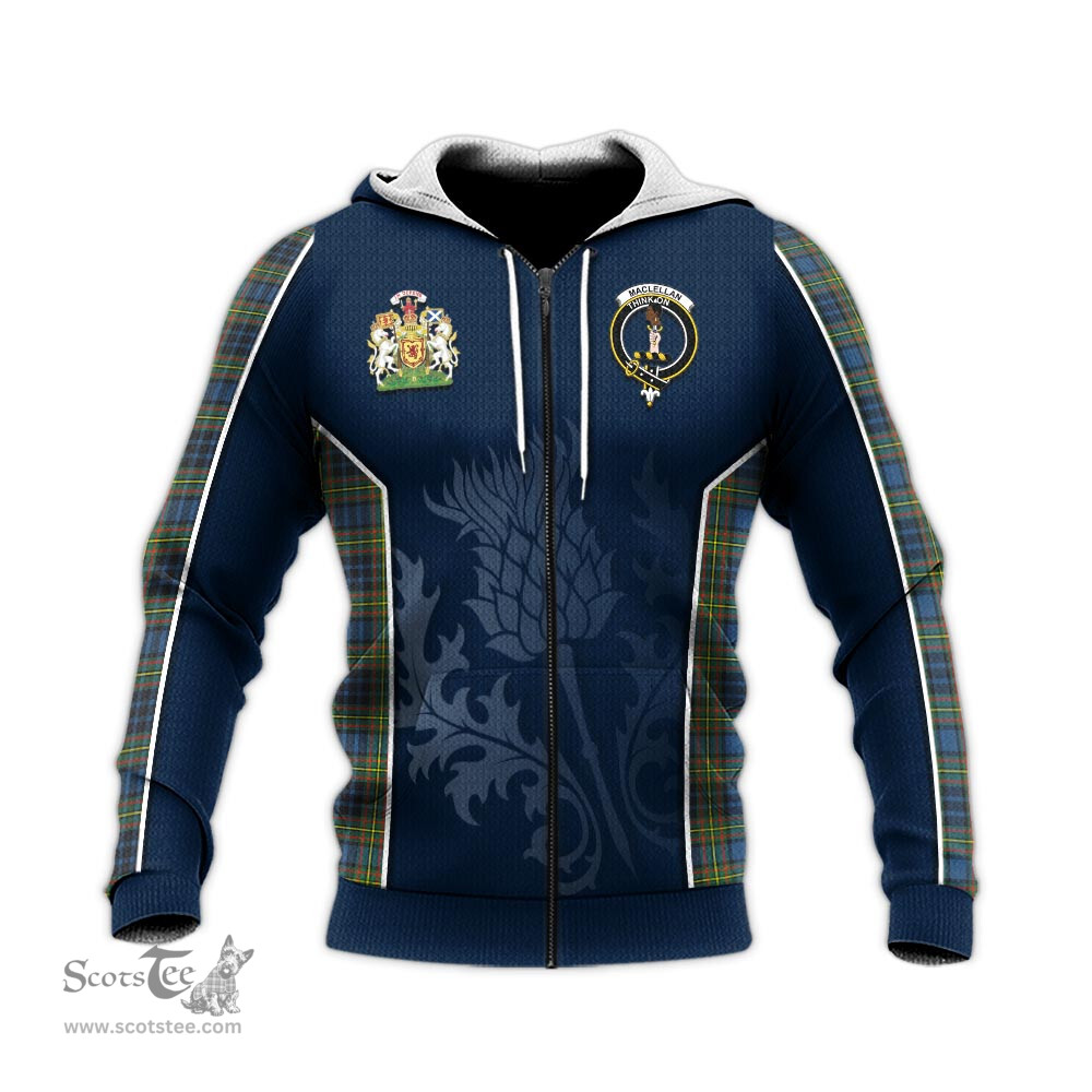 ScotsTee Shop Scottish MacLellan Ancient Clan Scottish Crest and Scottish Thistle Sport Tartan Hoodie