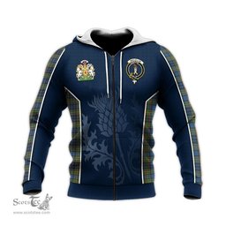 ScotsTee Shop Scottish MacLellan Ancient Clan Scottish Crest and Scottish Thistle Sport Tartan Hoodie
