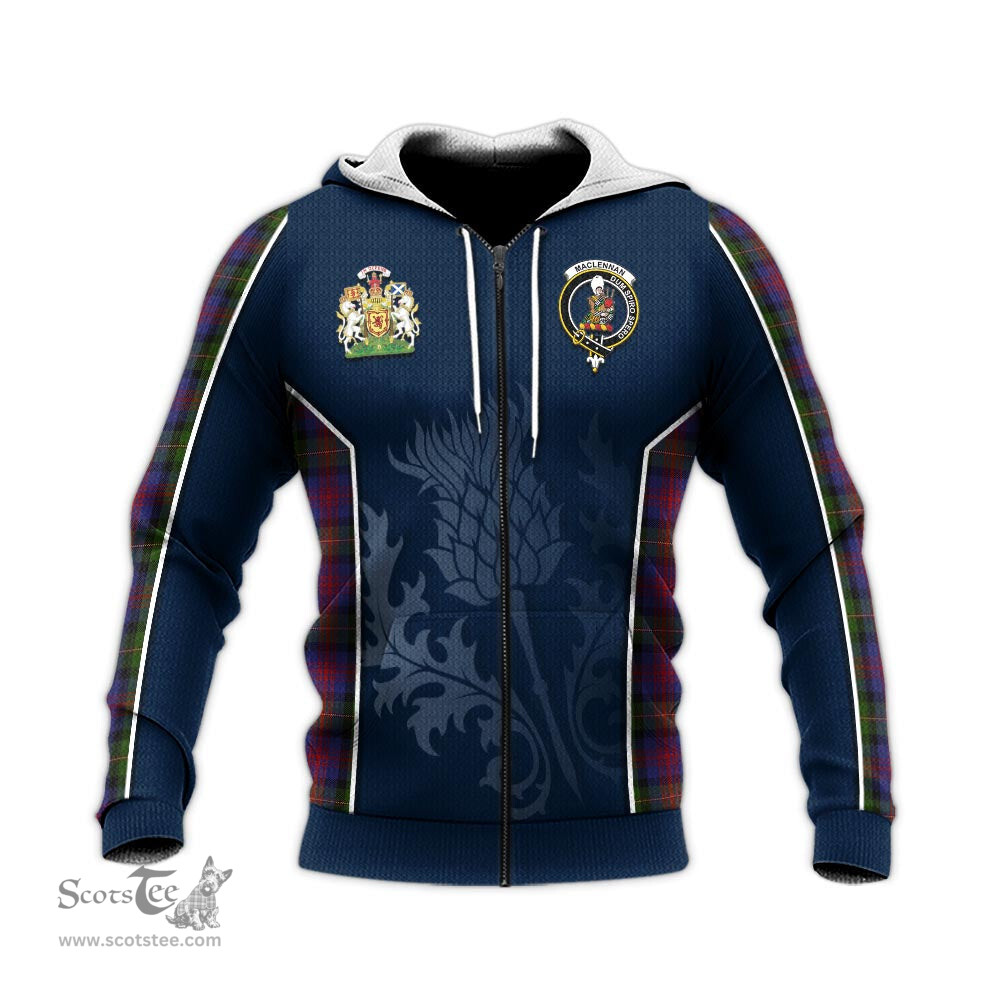 ScotsTee Shop Scottish MacLennan Clan Scottish Crest and Scottish Thistle Sport Tartan Hoodie