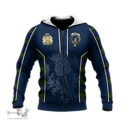 ScotsTee Shop Scottish Jamieson Clan Scottish Crest and Scottish Thistle Sport Tartan Hoodie