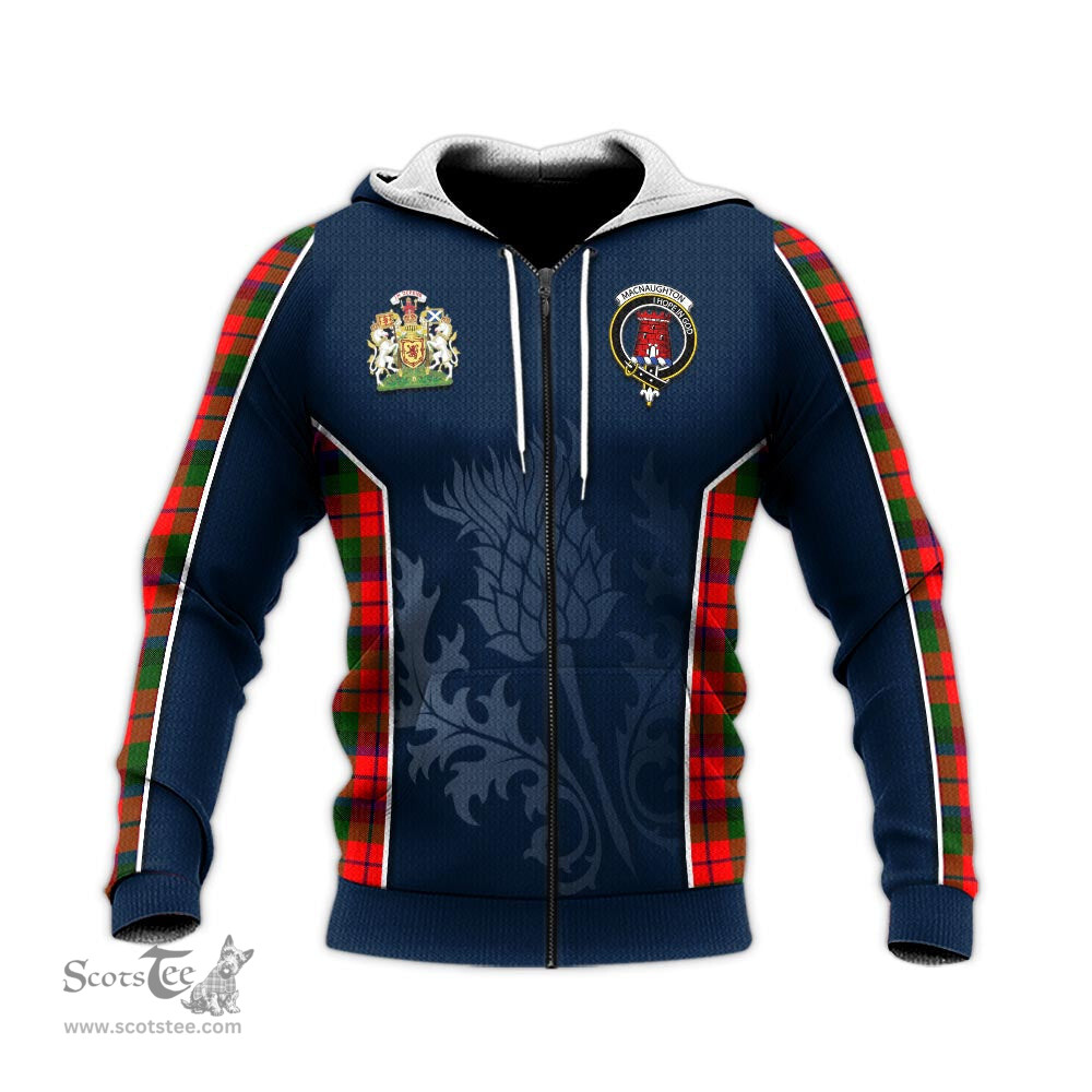 ScotsTee Shop Scottish MacNaughton Modern Clan Scottish Crest and Scottish Thistle Sport Tartan Hoodie