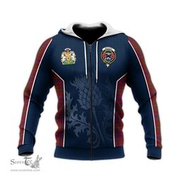 ScotsTee Shop Scottish MacLeod Red Clan Scottish Crest and Scottish Thistle Sport Tartan Hoodie