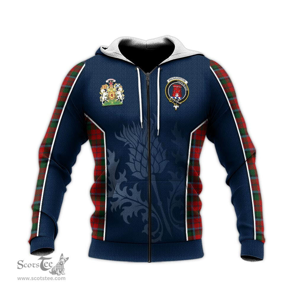 ScotsTee Shop Scottish MacNaughton Clan Scottish Crest and Scottish Thistle Sport Tartan Hoodie