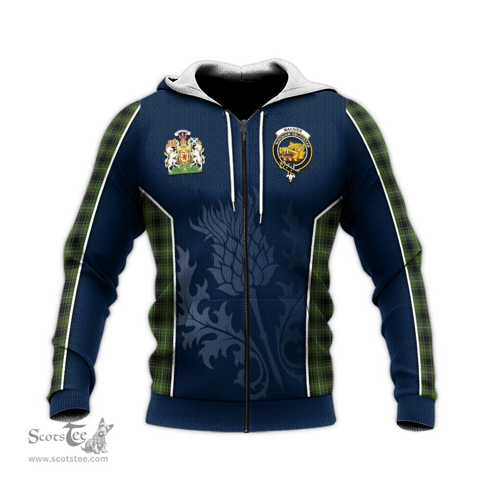 ScotsTee Shop Scottish MacIver Hunting Clan Scottish Crest and Scottish Thistle Sport Tartan Hoodie