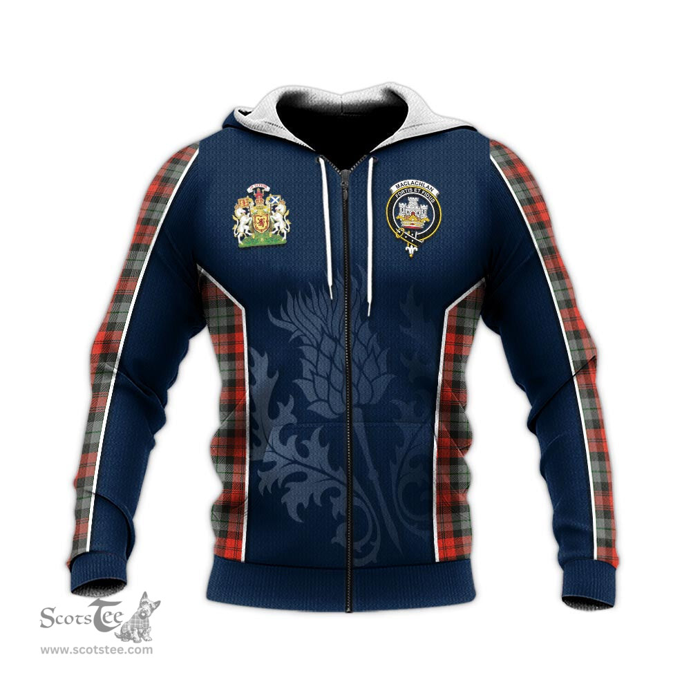 ScotsTee Shop Scottish MacLachlan Weathered Clan Scottish Crest and Scottish Thistle Sport Tartan Hoodie
