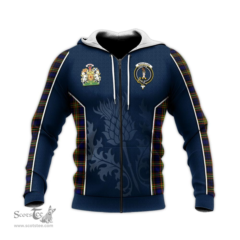 ScotsTee Shop Scottish MacLellan Modern Clan Scottish Crest and Scottish Thistle Sport Tartan Hoodie