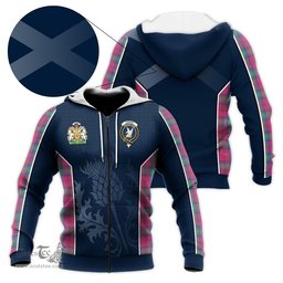 ScotsTee Shop Scottish Lindsay Ancient Clan Scottish Crest and Scottish Thistle Sport Tartan Hoodie