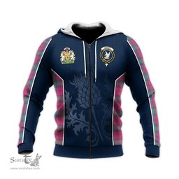 ScotsTee Shop Scottish Lindsay Ancient Clan Scottish Crest and Scottish Thistle Sport Tartan Hoodie