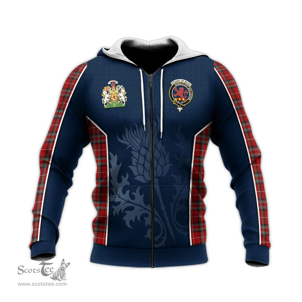 ScotsTee Shop Scottish Stuart of Bute Clan Scottish Crest and Scottish Thistle Sport Tartan Hoodie