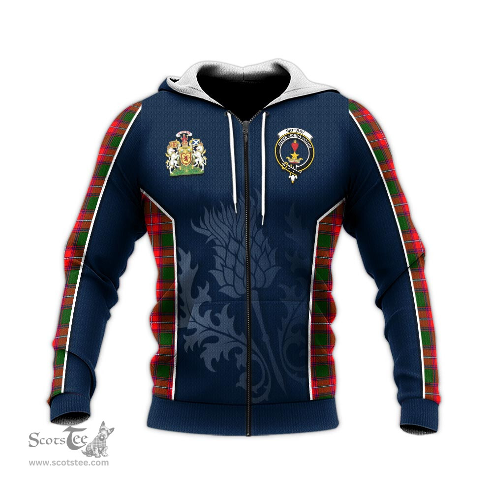 ScotsTee Shop Scottish Rattray Modern Clan Scottish Crest and Scottish Thistle Sport Tartan Hoodie